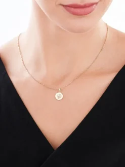 Zawieszka z żółtego złota z diamentem - kwiat - 0,004 ct - próba 375