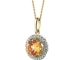 Zawieszka z żółtego złota z diamentami i cytrynem - próba 585
