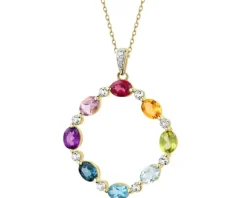 Zawieszka z żółtego złota z diamentami i kamieniami ozdobnymi - próba 375