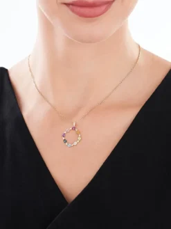 Zawieszka z żółtego złota z diamentami i kamieniami ozdobnymi - próba 375