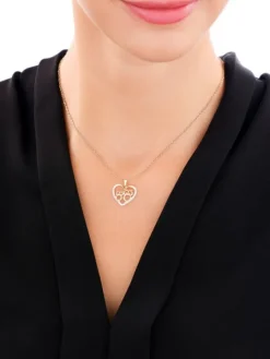 Zawieszka z żółtego złota z diamentami - sowy, serce - 0,03 ct - próba 375