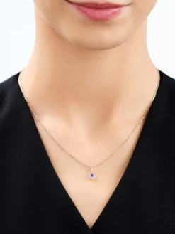 Zawieszka z żółtego złota z diamentami i tanzanitem - próba 585