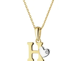 Zawieszka z żółtego złota z diamentem - litera H - 0,004 ct - próba 375