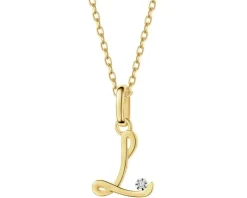 Zawieszka z żółtego złota z diamentem - litera L - 0,003 ct - próba 375