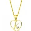 Zawieszka z żółtego złota z diamentem - litera K, serce - 0,005 ct - próba 375