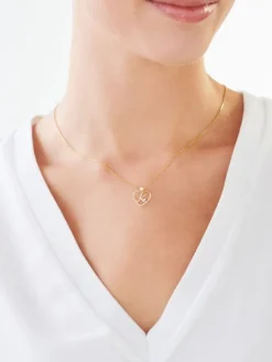 Zawieszka z żółtego złota z diamentem - litera K, serce - 0,005 ct - próba 375