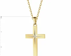 Zawieszka z żółtego złota z diamentem - krzyż - 0,003 ct - próba 585