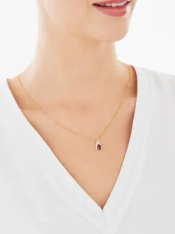 Zawieszka z żółtego złota z diamentem i rubinem - próba 585