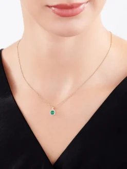 Zawieszka z żółtego złota z diamentami i szmaragdem syntetycznym - próba 375