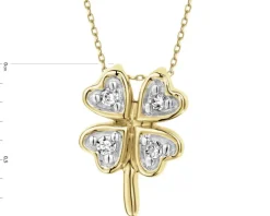 Zawieszka z żółtego złota z diamentami - koniczyny - 0,02 ct - próba 375