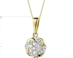 Zawieszka z żółtego złota z diamentami - 0,07 ct - próba 585