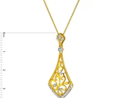 Zawieszka z żółtego złota z diamentami - 0,08 ct - próba 585