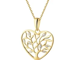 Zawieszka z żółtego złota z diamentami - drzewko, serce - 0,01 ct - próba 375