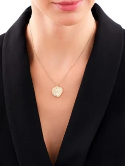 Zawieszka z żółtego złota z diamentem - puzderko - serce - 0,01 ct - próba 375