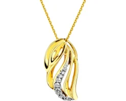 Zawieszka z żółtego złota z diamentami - 0,06 ct - próba 585