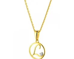 Zawieszka z żółtego złota z diamentem - litera L - 0,003 ct - próba 585