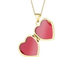 Zawieszka z żółtego złota z diamentem - puzderko - serce - 0,005 ct - próba 585