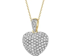 Zawieszka z żółtego złota z diamentami - serce - 0,36 ct - próba 585