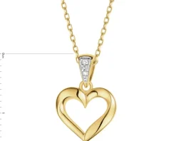 Zawieszka z żółtego złota z diamentami - serce - 0,01 ct - próba 375