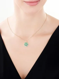 Zawieszka z żółtego złota z diamentem i emalią - rozeta - 0,004 ct - próba 375