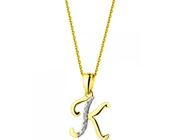 Zawieszka z żółtego złota z diamentem - litera K - 0,003 ct - próba 375