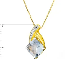 Zawieszka z żółtego złota z diamentami i topazem Sky Blue - próba 375