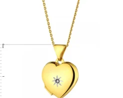 Zawieszka z żółtego złota z diamentem - puzderko - serce - 0,005 ct - próba 375