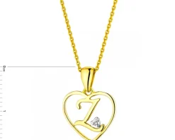 Zawieszka z żółtego złota z diamentem - litera Z, serce - 0,005 ct - próba 375