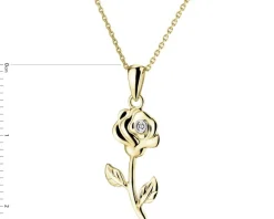 Zawieszka z żółtego złota z diamentem - róża - 0,005 ct - próba 585
