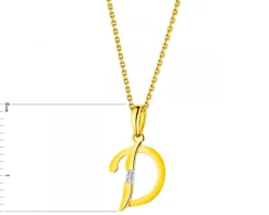 Zawieszka z żółtego złota z diamentem - litera D - 0,004 ct - próba 585