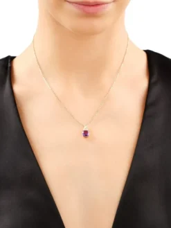 Zawieszka z żółtego złota z diamentami i ametystem - próba 585