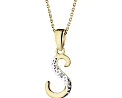 Zawieszka z żółtego złota z diamentem - litera S - 0,003 ct - próba 375