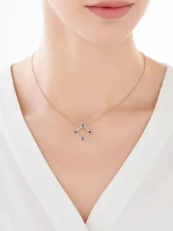 Zawieszka z żółtego złota z diamentami i szafirami - próba 585