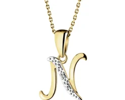 Zawieszka z żółtego złota z diamentem - litera N - 0,003 ct - próba 375