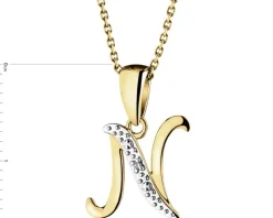 Zawieszka z żółtego złota z diamentem - litera N - 0,003 ct - próba 375