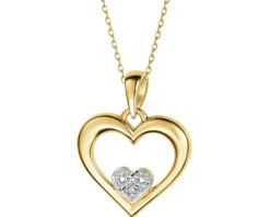 Zawieszka z żółtego złota z diamentem - serca - 0,003 ct - próba 585