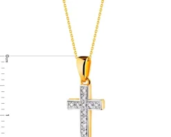 Zawieszka z żółtego złota z diamentami - krzyż - 0,02 ct - próba 585