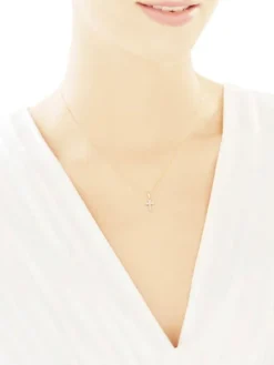 Zawieszka z żółtego złota z diamentami - krzyż - 0,02 ct - próba 585