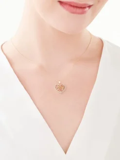 Zawieszka z żółtego złota z diamentami - drzewko, serce - 0,01 ct - próba 375