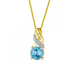 Zawieszka z żółtego złota z diamentami i topazem - próba 585