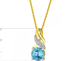 Zawieszka z żółtego złota z diamentami i topazem - próba 585