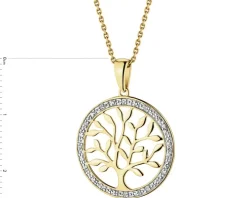 Zawieszka z żółtego złota z diamentami - drzewko - 0,03 ct - próba 585