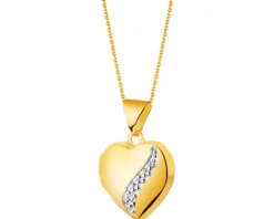 Zawieszka z żółtego złota z diamentem - puzderko - serce - 0,005 ct - próba 375