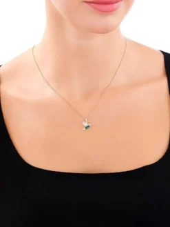 Zawieszka z żółtego złota z diamentami i szmaragdem syntetycznym - koliber - próba 375