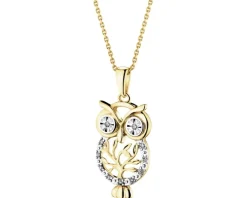 Zawieszka z żółtego złota z diamentami - sowa - 0,03 ct - próba 585