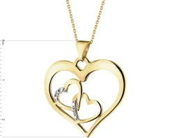 Zawieszka z żółtego złota z diamentami - serca - 0,01 ct - próba 375