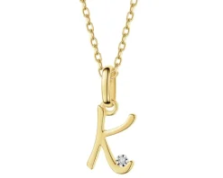 Zawieszka z żółtego złota z diamentem - litera K - 0,003 ct - próba 375
