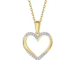 Zawieszka z żółtego złota z diamentami - serce - 0,05 ct - próba 585