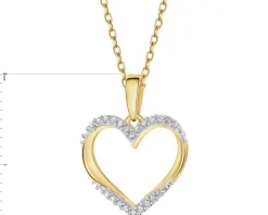 Zawieszka z żółtego złota z diamentami - serce - 0,05 ct - próba 585