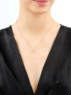 Zawieszka z żółtego złota z diamentami - serce - 0,05 ct - próba 585